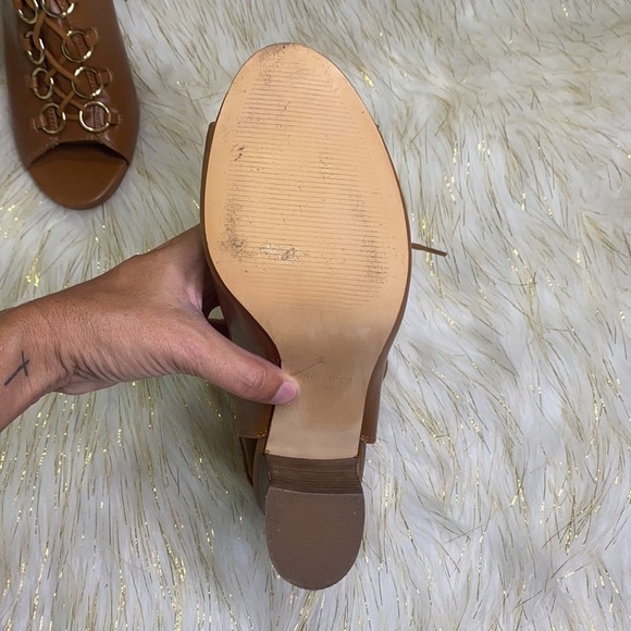 Nine West - Brown Bree Leather Peep Toe Bootie 8 - Picture 16 of 16